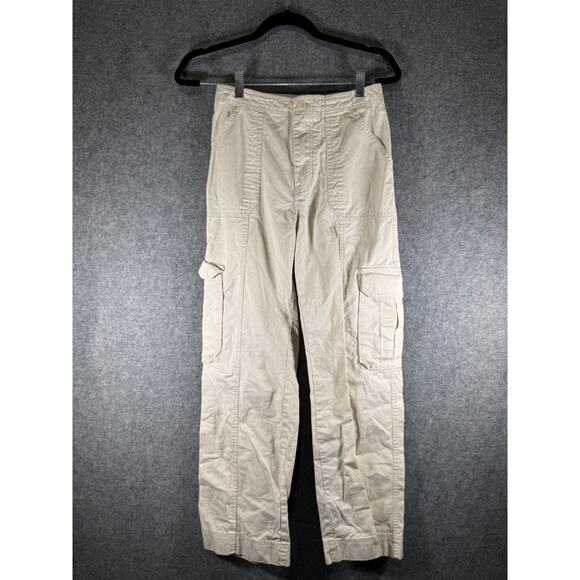 Abercrombie & Fitch Pants Women 2 Off White Cargo Straight Leg Gorpcore Y2K bagg - Picture 1 of 8